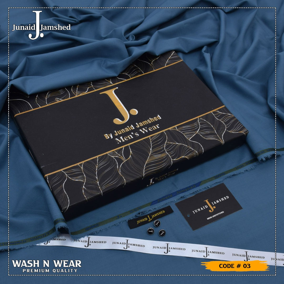 J. Junaid Jamshed Men's Wash N Wear Unstitched Suit -