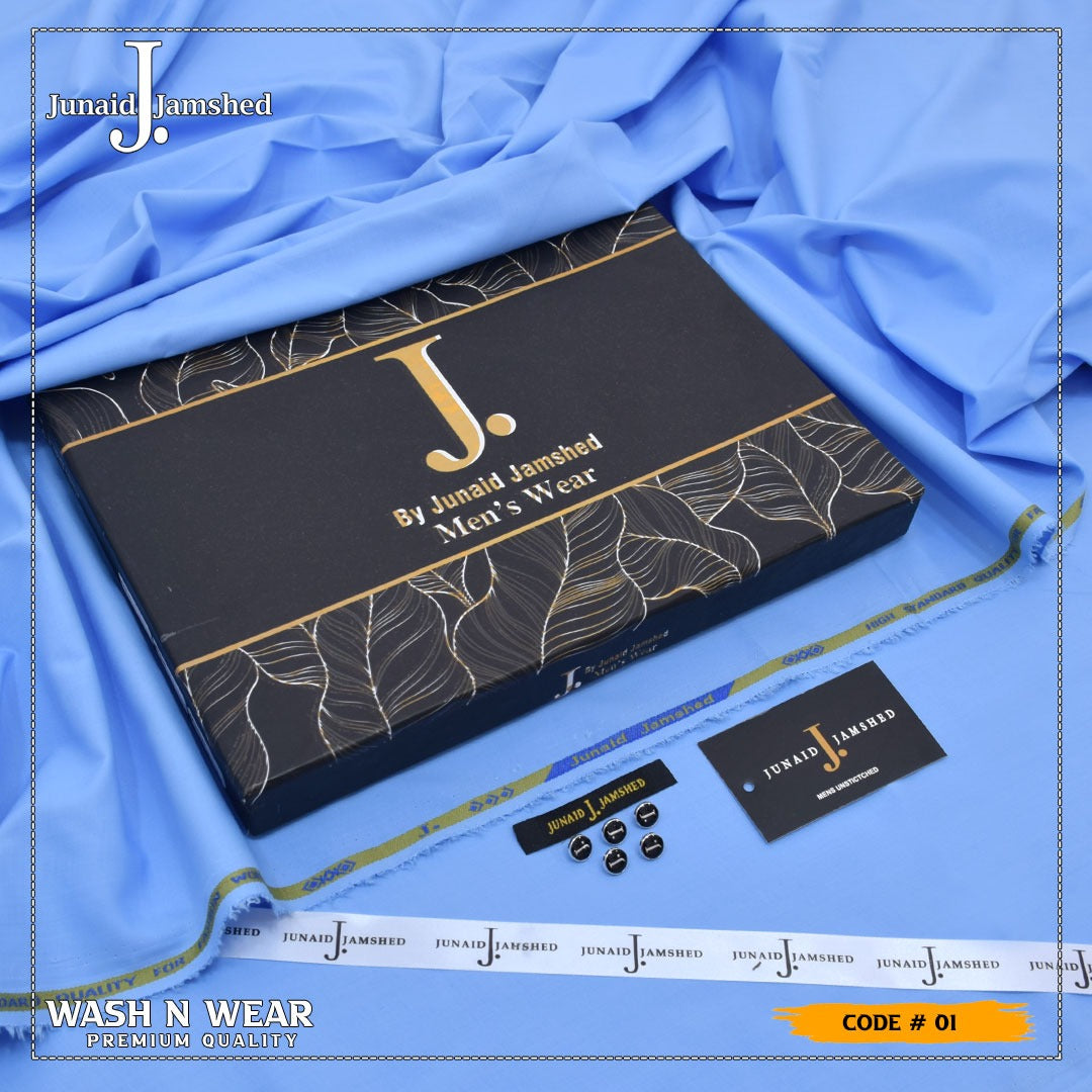 J. Junaid Jamshed Men's Wash N Wear Unstitched Suit -
