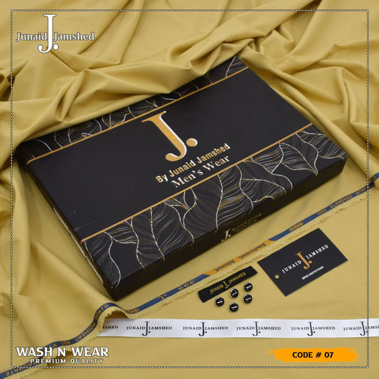 J. Junaid Jamshed Men's Wash N Wear Unstitched Suit -