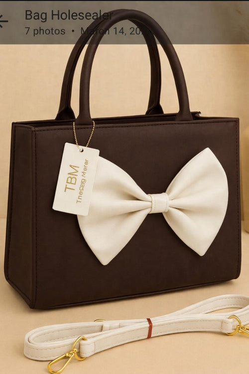 TBM Bow Style Handbag with Adjustable Belt