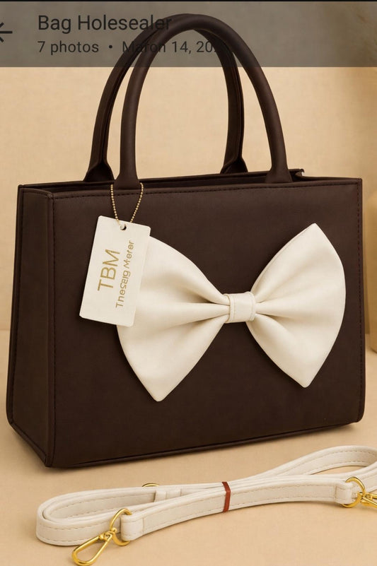 TBM Bow Style Handbag with Adjustable Belt