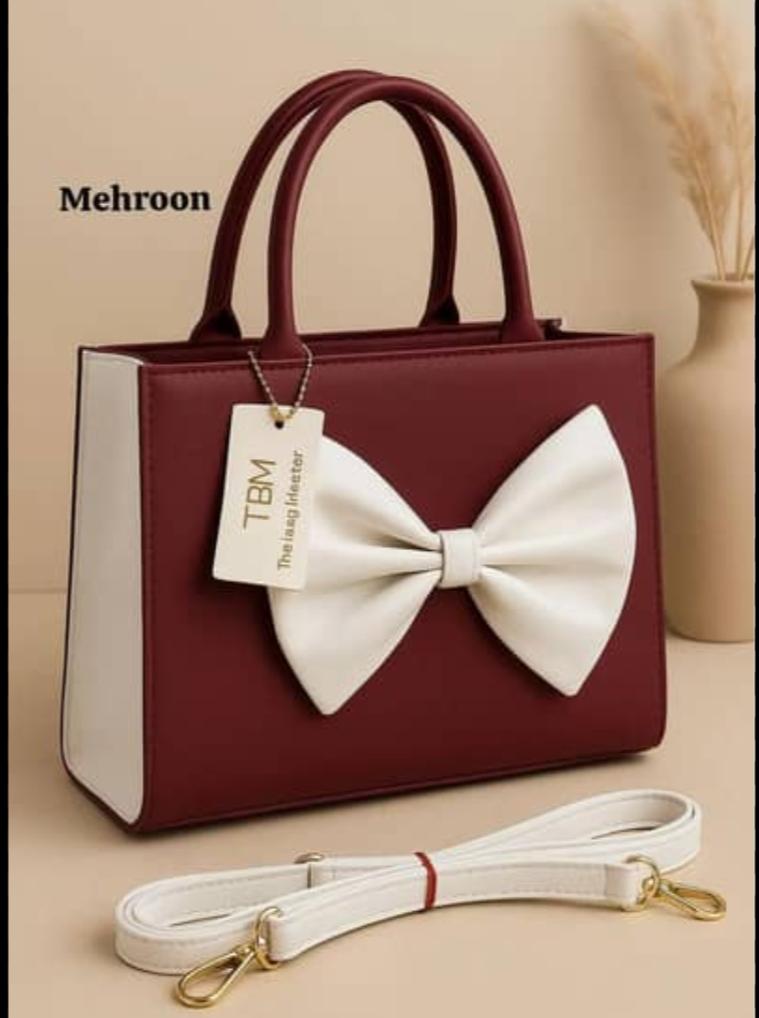 TBM Bow Style Handbag with Adjustable Belt -