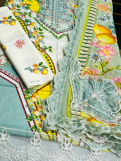 Maria B Lawn 3PC Unstitched Suit with Chiffon Ready-to-Wear Dupatta - D#J6013