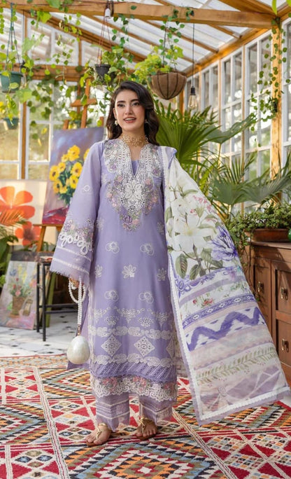 Asim Jofa Lawn 3PC Embroidered Unstitched Suit - MY-1101 (Lavender/Purple)