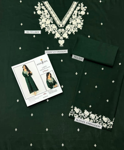 Asim Jofa Pure Lawn 2PC Embroidered Unstitched Suit - Summer Collection 2026 (Black)